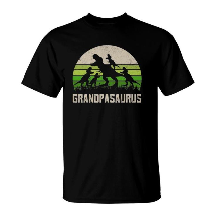 Mens Father's Day Grandpa  Grandpasaurus Dinosaur 4 Kids Trex T-Shirt