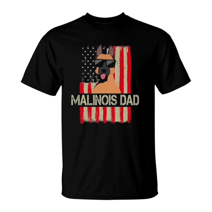 Mens Funny Belgian Malinois Dad American Flag 4Th Of July T-Shirt
