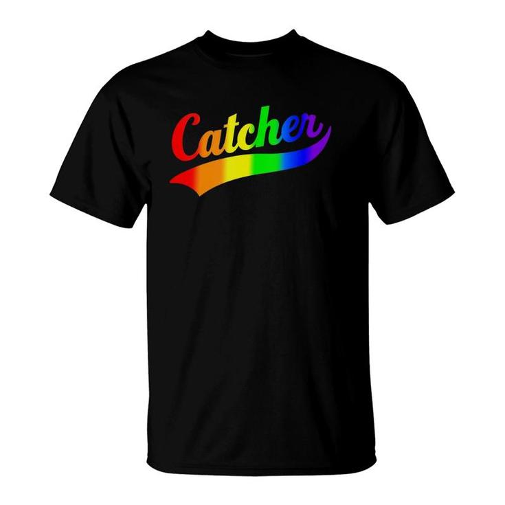 Mens Funny Catcher Rainbow Gay Pride  T-Shirt