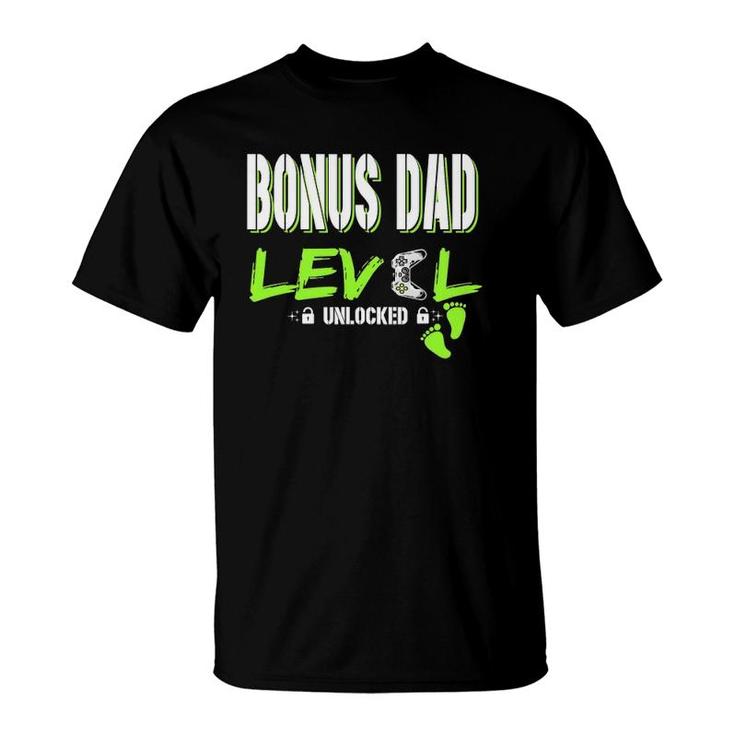 Mens Gaming Bonus Dad Level Unlocked Gamer Leveled Up Father's T-Shirt