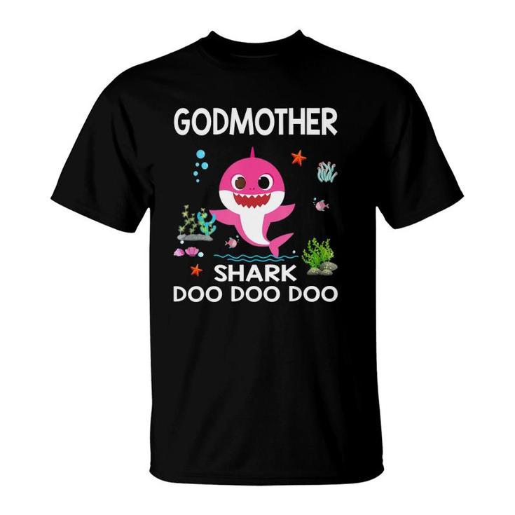 Mens Godmother Shark Funny Mothers Day Gift For Kids Womens T-Shirt