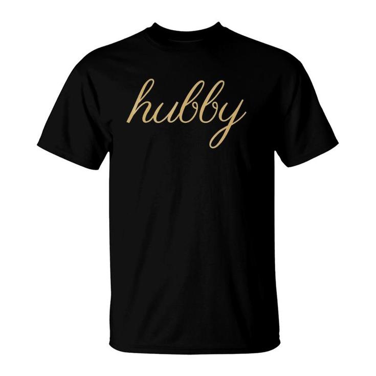 Mens Hubby In Gold Font, Matching Wifey, Wedding & Bridal T-Shirt