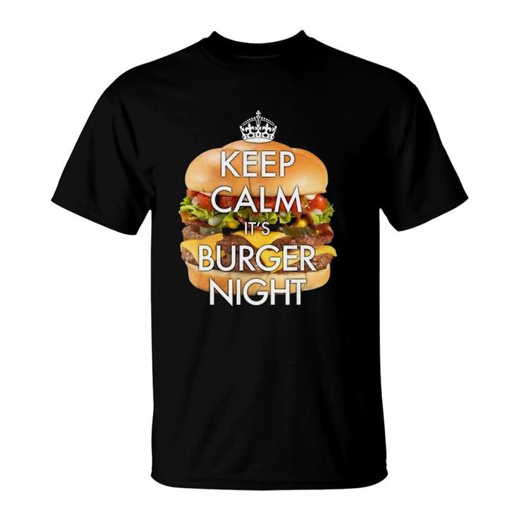Mens Keep Calm It's Burger Night Novelty Soft Touch T-Shirt