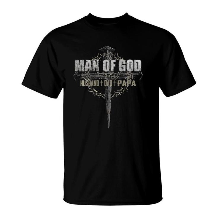 Mens Man Of God Husband Dad Papa T-Shirt