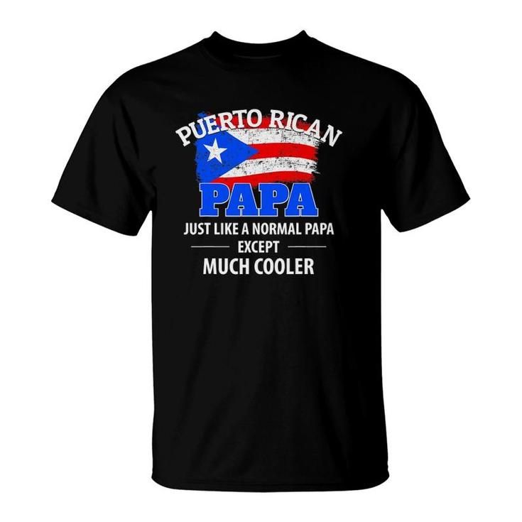 Mens Much Cooler Puerto Rican Papa - Vintage Puerto Rico Flag T-Shirt