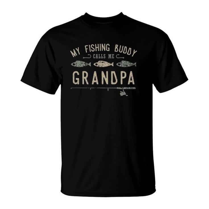 Mens My Fishing Buddy Calls Me Grandpa Cute Gift T-Shirt