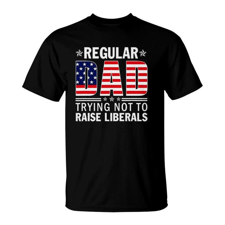 Mens Normal Dad Trying Not To Raise Liberals Vintage Us Flag T-Shirt