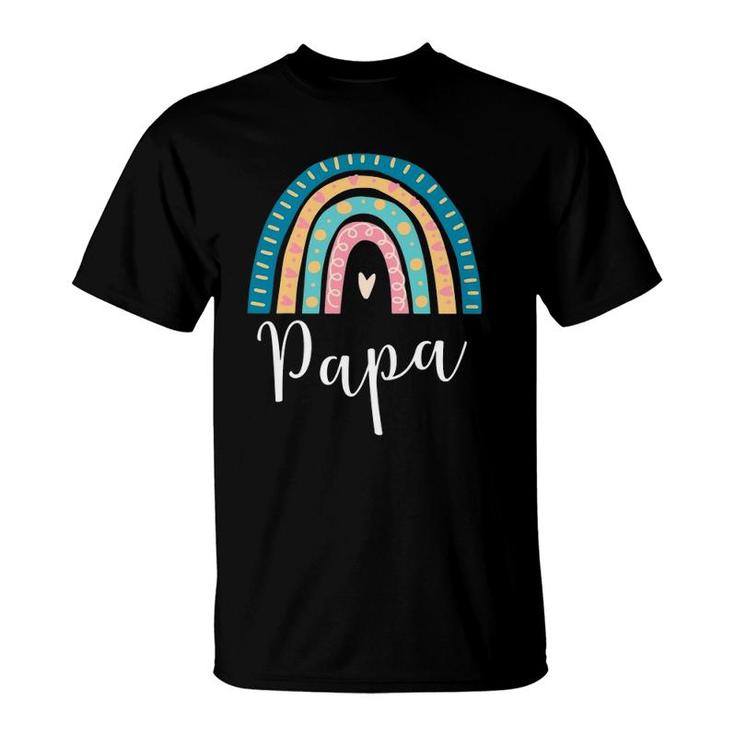 Mens Papa Rainbow Gifts For Dad Family Matching T-Shirt
