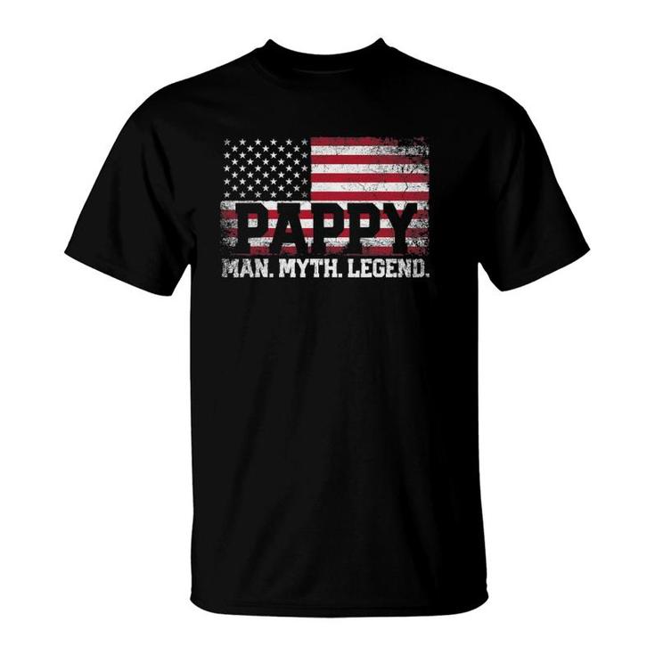 Mens Pappy The Man Myth Legend American Flag Father's Day T-Shirt