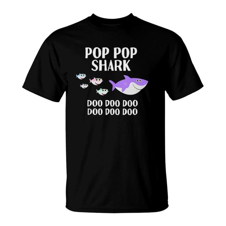 Mens Pop Pop Shark Doo Doo Funny Father's Day Gift For Grandpa  T-Shirt