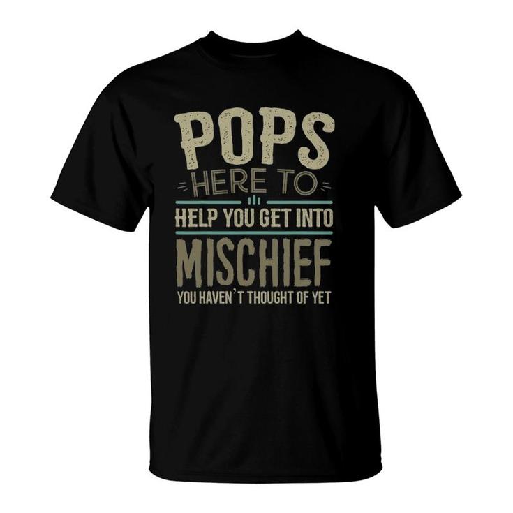 Mens Pops Gifts From Grandchildren Pops Mischief Fathers Day T-Shirt