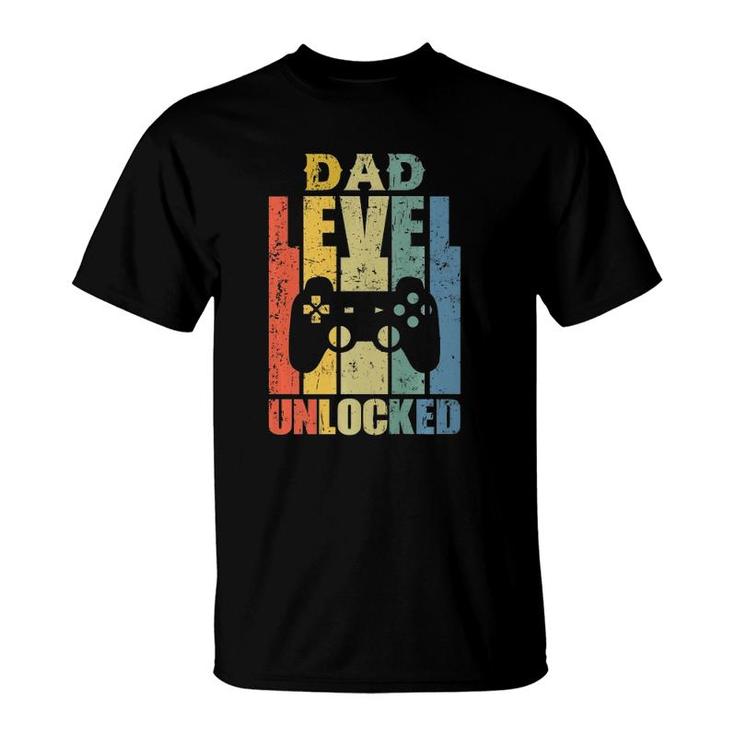 Mens Pregnancy Announcement Dad Level Unlocked Soon To Be Father  T-Shirt