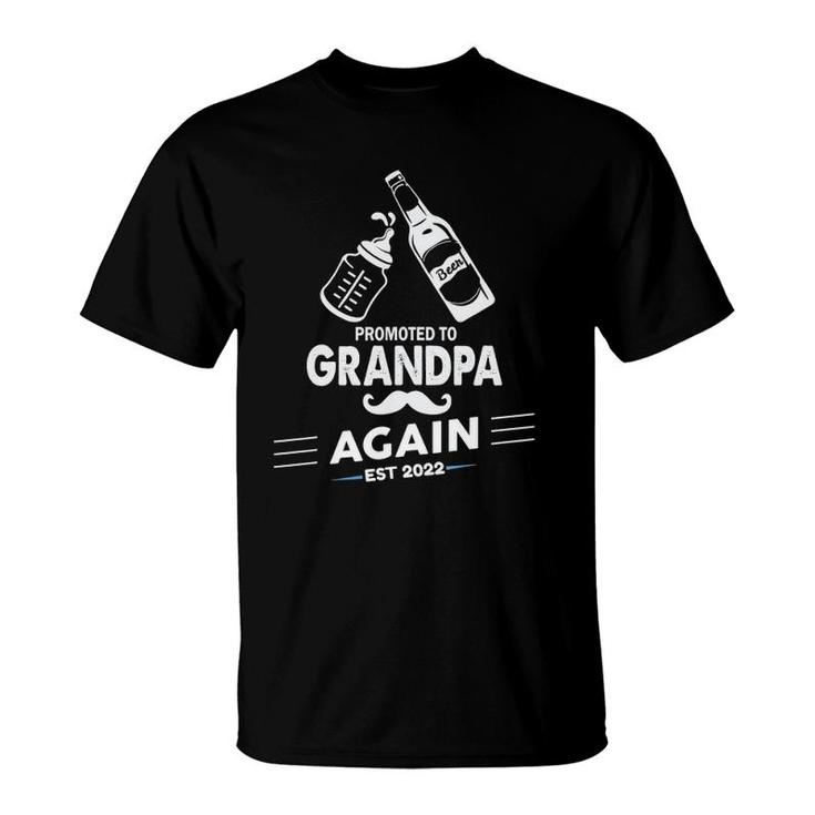 Men's Pregnancy Announcement Promoted To Grandpa Again Est 2022  T-Shirt