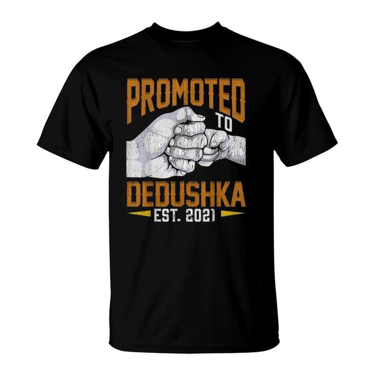 Mens Promoted To Dedushka Est 2021 Father's Day Gift New Dedushka T-Shirt