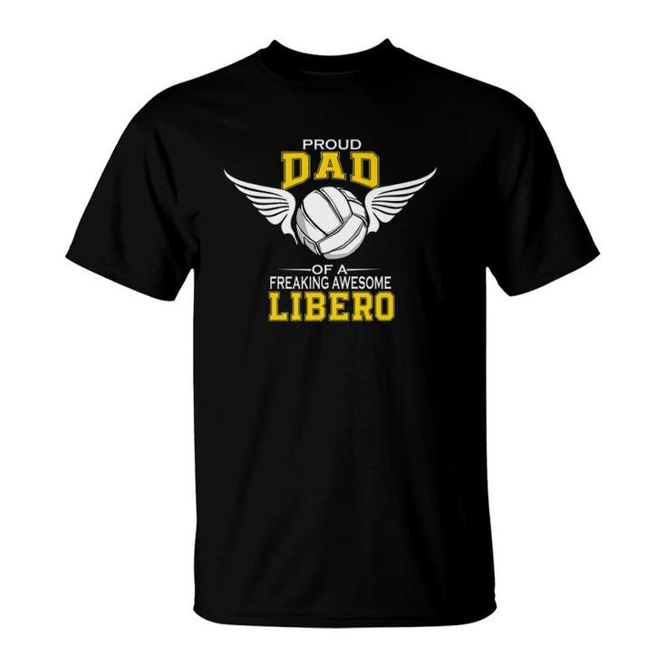 Mens Proud Dad Of A Freaking Awesome Libero Volleyball Father Premium T-Shirt