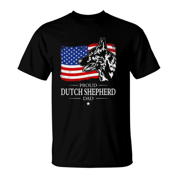 Mens Proud Dutch Shepherd Dad American Flag Patriotic Dog Gift T-Shirt