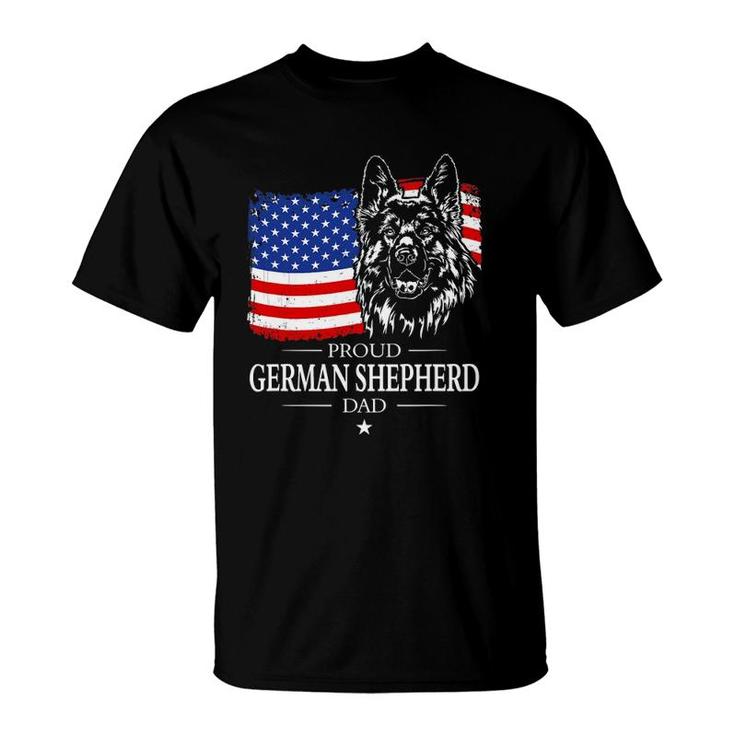 Mens Proud German Shepherd Dad American Flag Patriotic Dog Gift T-Shirt