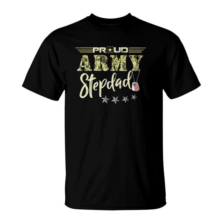 Mens Proud Us Army Stepdad Camouflage Military Pride T-Shirt