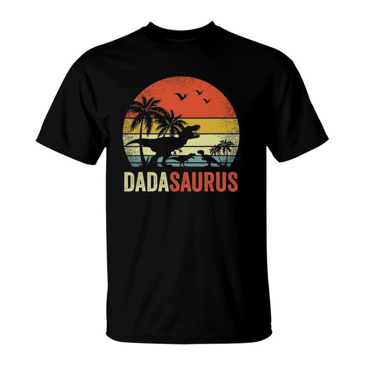 Mens Retro Vintage Dadasaurus 2 Two Kidsrex Daddy T-Shirt