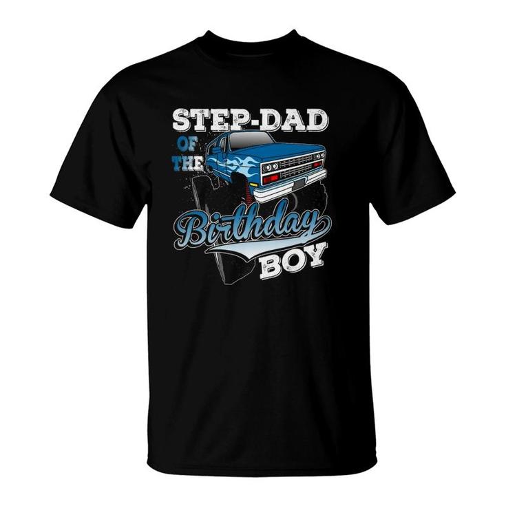 Mens Step-Dad Of The Birthday Boy Monster Truck Birthday T-Shirt