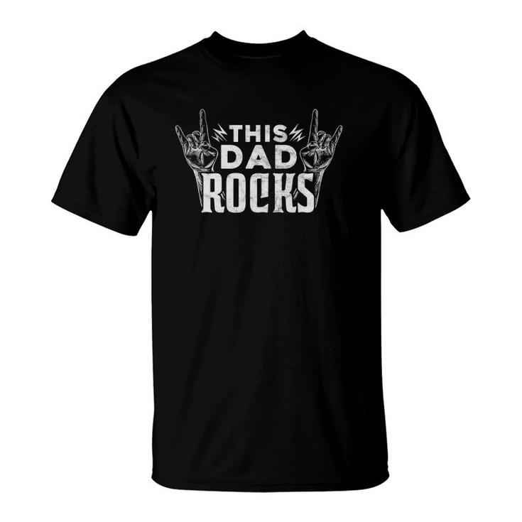 Mens This Dad Rocks Rock N Roll Heavy Metal Father's Day T-Shirt