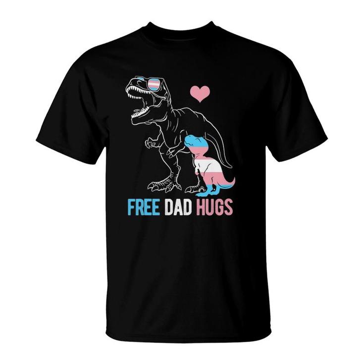 Mens Trans Free Dad Hugs Dinosaur Rex Daddy Transgender Pride T-Shirt