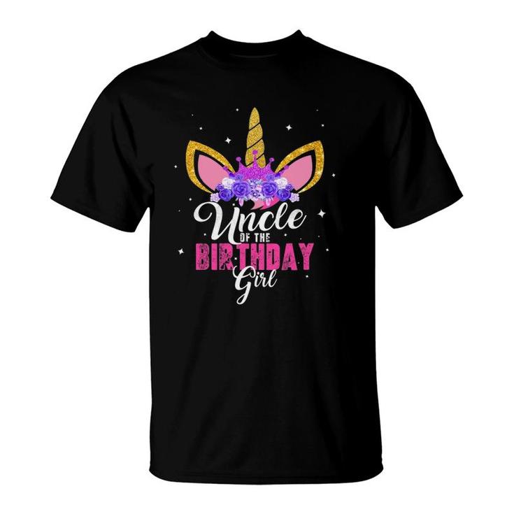 Mens Uncle Of The Birthday Girl Unicorn Birthday Princess T-Shirt