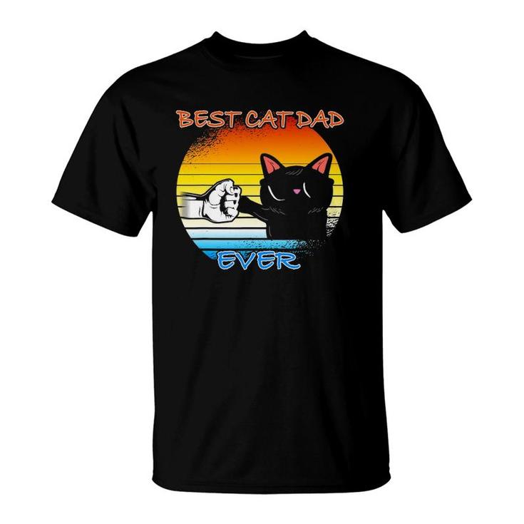 Mens Vintage Cat Best Cat Dad Retro Cat Meow T-Shirt