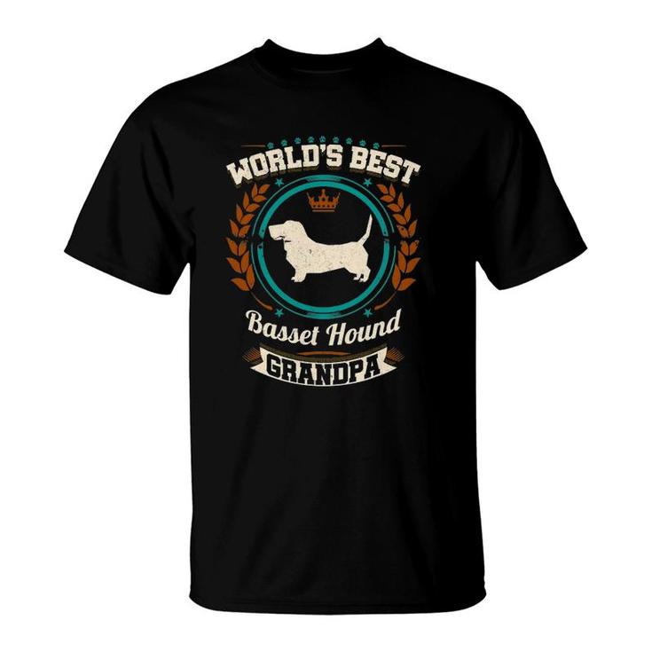 Mens World's Best Basset Hound Grandpa Granddog T-Shirt