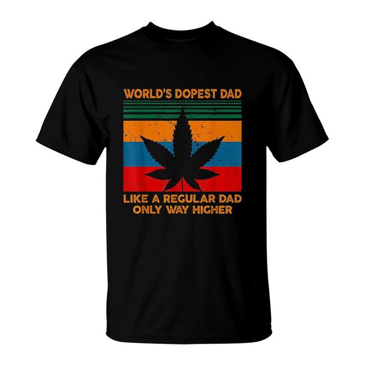 Mens Worlds Dopest Dad Weed Cannabis Vintage Gift Color T-Shirt