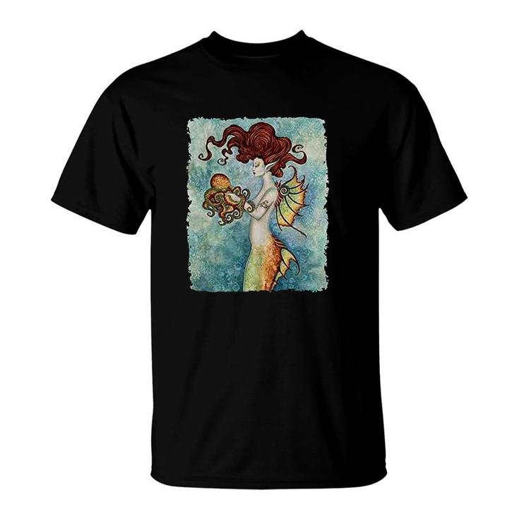 Mermaid And Octopus Art Graphic T-Shirt