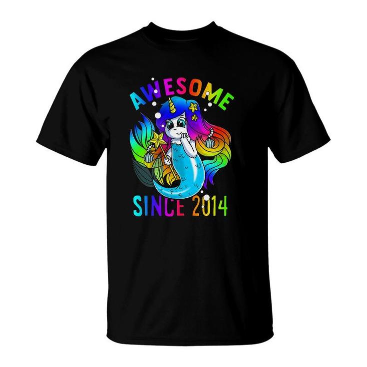 Mermicorn Mermaid Unicorn Birthday Awesome Since 2014 Gift T-Shirt