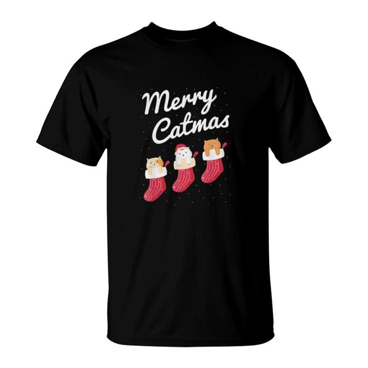 Merry Catmas Christmas Cats In Socks Kitty Cat Lover Sweat T-Shirt