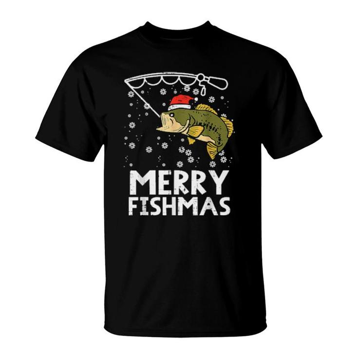 Merry Fishmas Fish Fishing Xmas Pjs Christmas Pajama Dad  T-Shirt