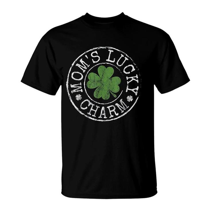 Moms Lucky Charm Irish Clovers Kids Boy Girl Mothers Day T-Shirt