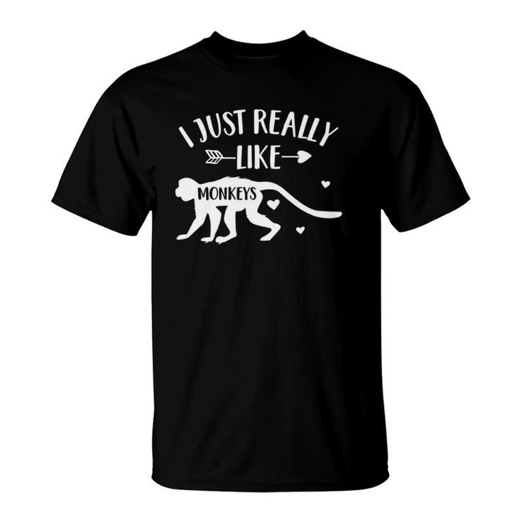Monkey Lover Gift 'I Just Really Like Monkeys' Funny Monkey T-Shirt