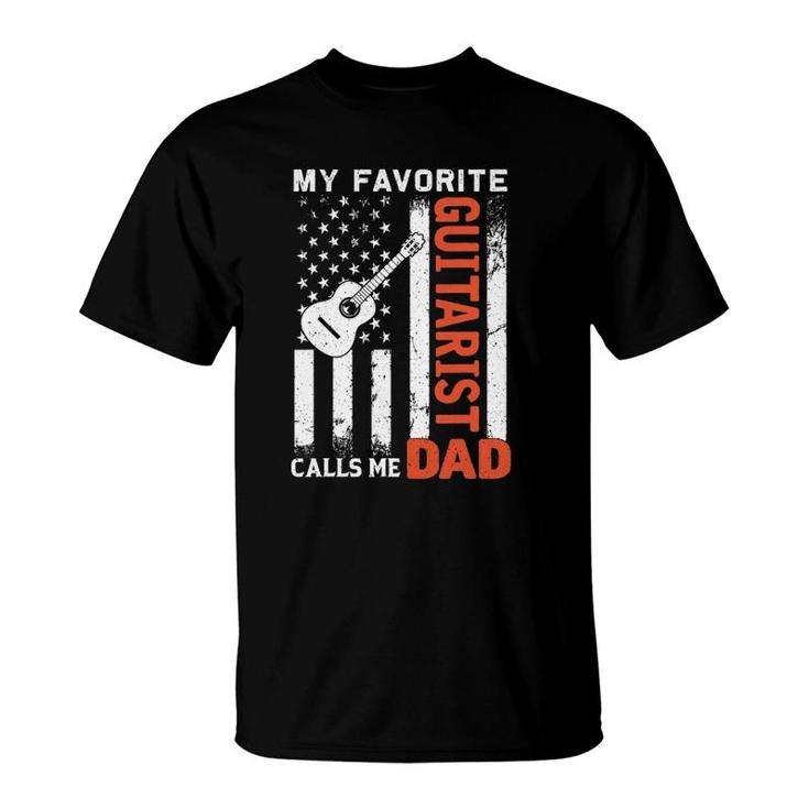 My Favorite Guitarist Calls Me Dad Usa Flag Father's Day T-Shirt