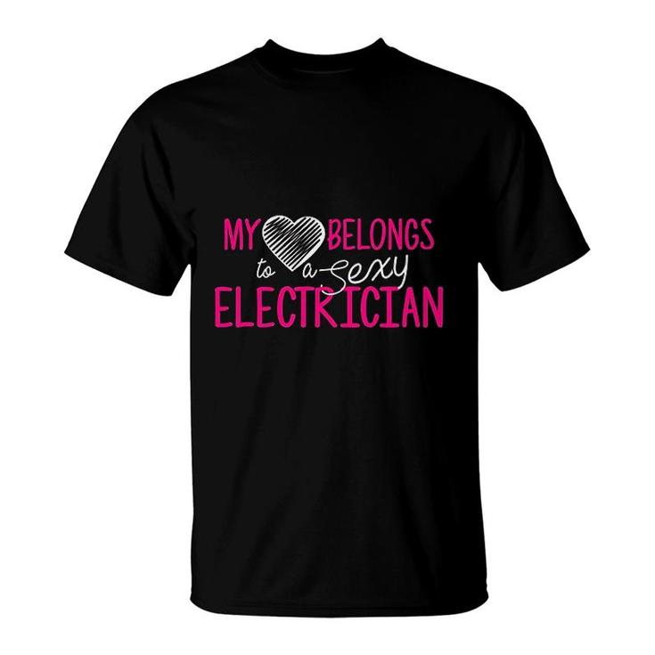 My Heart Belongs To A Electrician T-Shirt