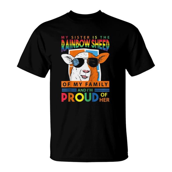 My Sister Is The Rainbow Sheep - Funny Lgbt Raglan Baseball Tee T-Shirt