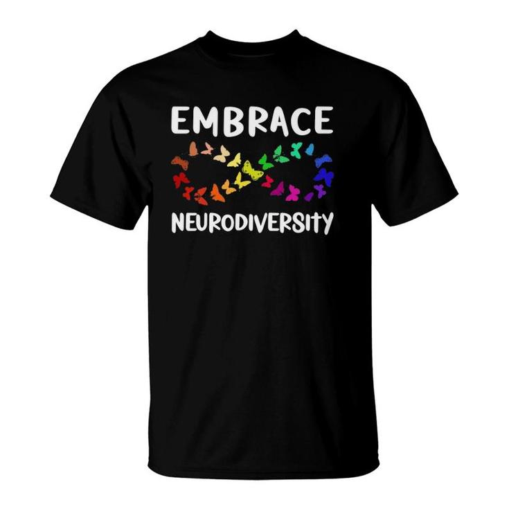Neurodiversity Rainbow Infinity Butterfly Adhd Autism T-Shirt