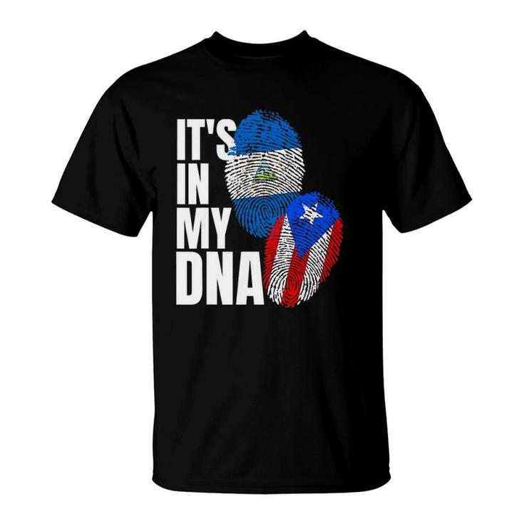 Nicaraguan And Puerto Rican Dna Flag Heritage Gift T-Shirt