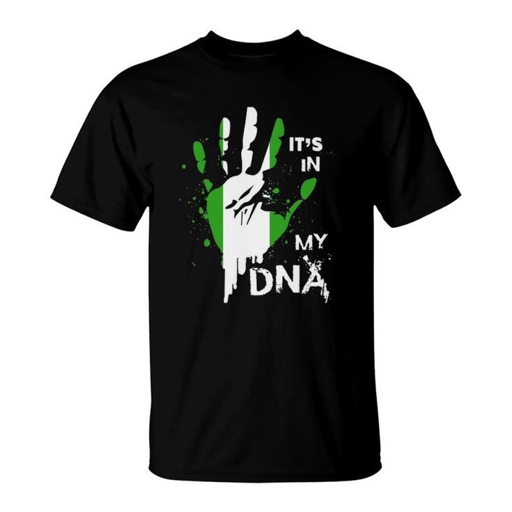 Nigeria It's In My Dna  Nigerian Flag Proud Fingerprint T-Shirt