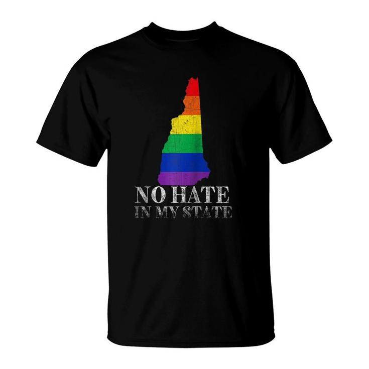 No Hate In My State New Hampshire Lgbt Pride Rainbow Gift Raglan Baseball Tee T-Shirt