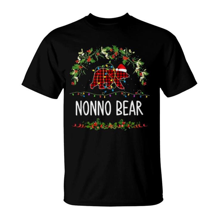 Nonno Bear Xmas Family Christmas Pajama Red Plaid Grandpa  T-Shirt
