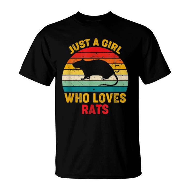Nur Ein Mädchen, Das Ratten Liebt Retro Sunset Rats  T-Shirt