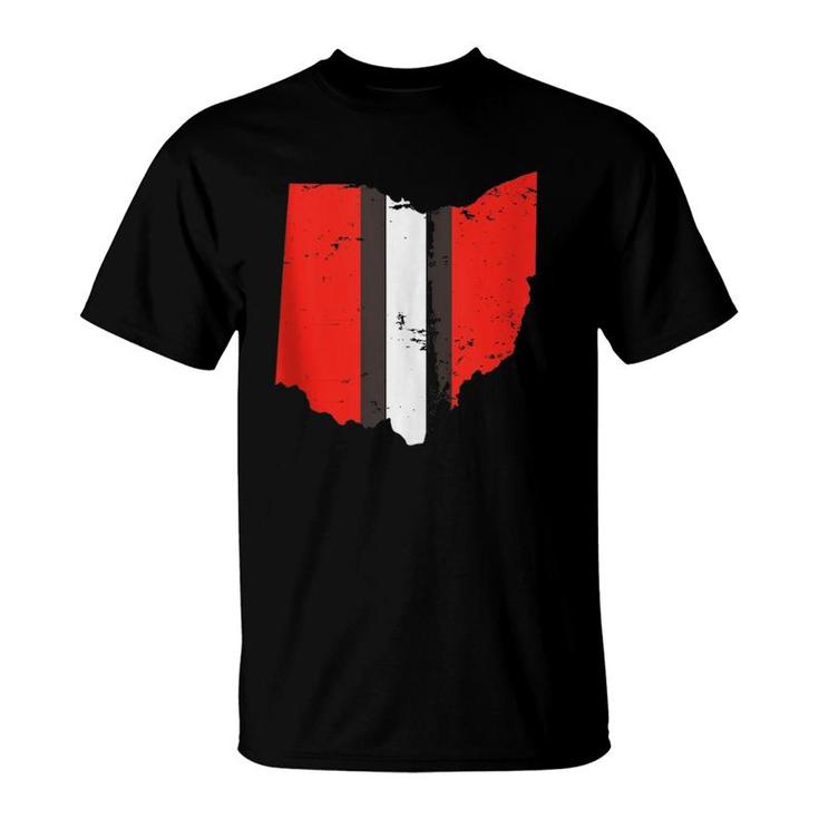 Ohio Cleveland Stripe Football Fan Weathered T-Shirt Ohio Cleveland Stripe Football Fan Weathered T-Shirt