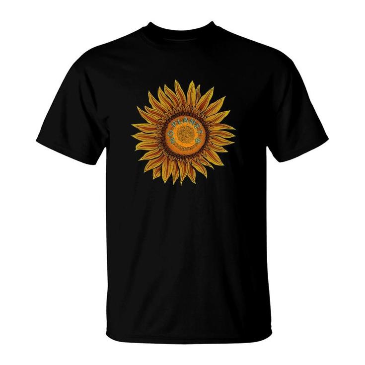 Orange Yellow Hues Sunflower No Planet B Some Distress T-Shirt