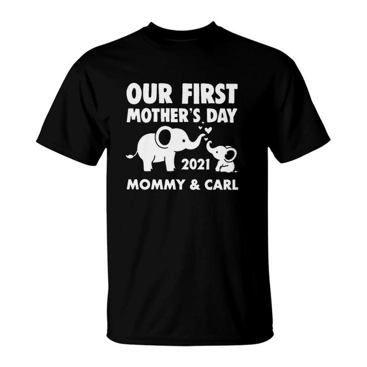 Our First Mother's Day 2021 Mommy & Carl Cute Elephants Personalized T-Shirt