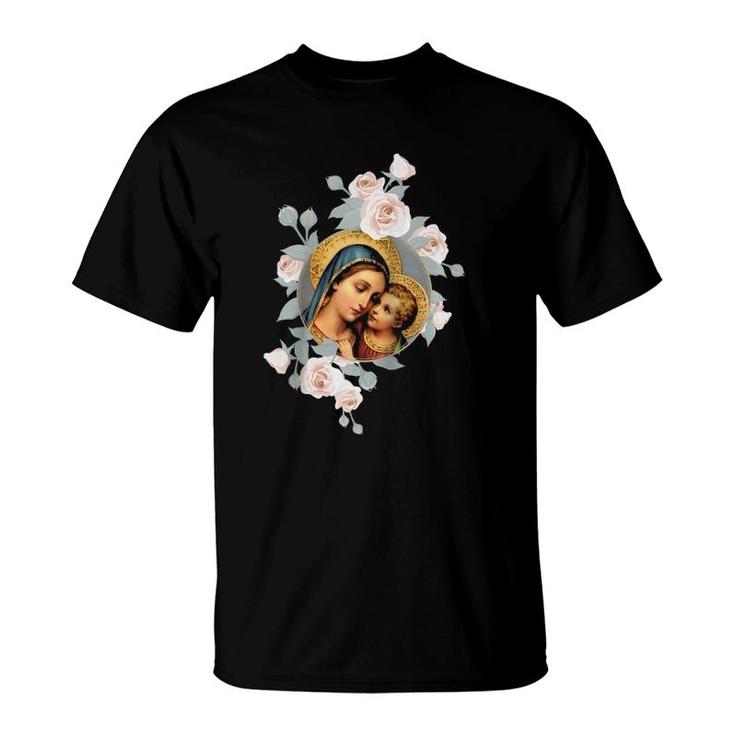 Our Lady Of Good Remedy Blessed Mother Mary Art Catholic Raglan Baseball Tee T-Shirt