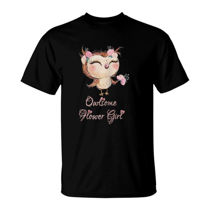 Owlsome Flower Girl Cool Awesome Cute Women Girls Kids Gifts Raglan Baseball Tee T-Shirt